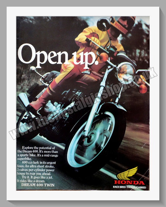 Honda Dream 400 Motorcycle. 1978 Original advert (ref AD58285)