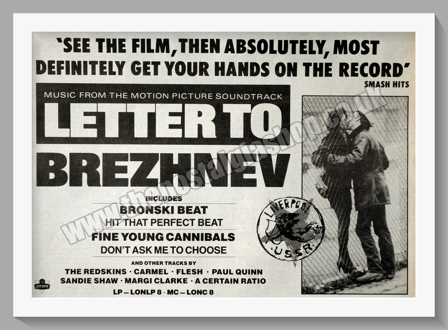 Letter To Brezhnev. 1986 Original Advert (ref AD58970)