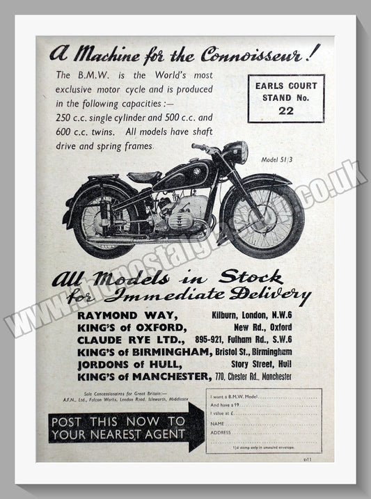 BMW 51/3 Motorcycle. 1951 Original Advert (ref AD58382)