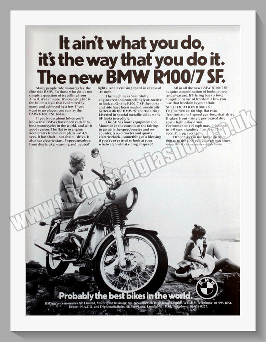 BMW R100/7 SF Motorcycle. 1977 Original Advert (ref AD58388)