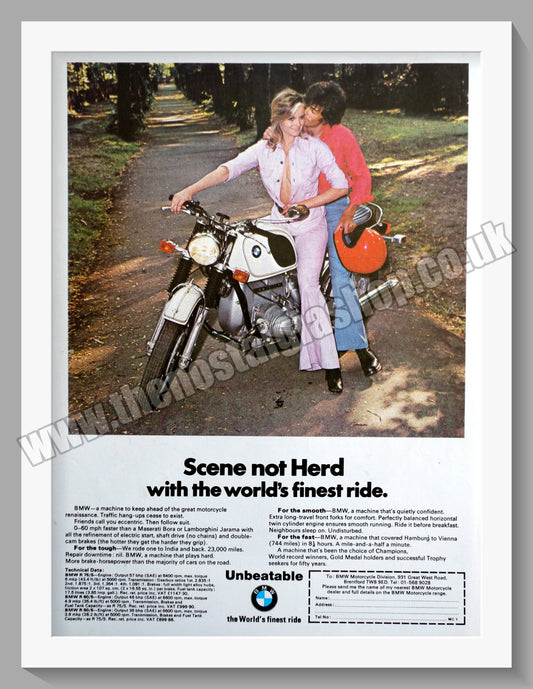 BMW Motorcycles. World's Finest Ride. 1973 Original Advert (ref AD58390)