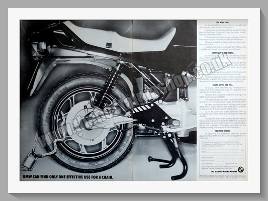 BMW Motorcycles. 1987 Original Double Advert (ref AD58396)