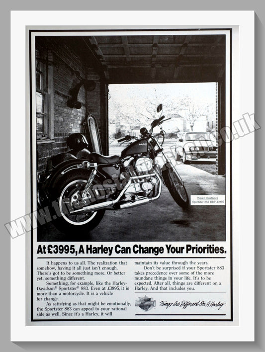 Harley Davidson Sportster 883 Motorcycle. Original Advert 1988 (ref AD58418)