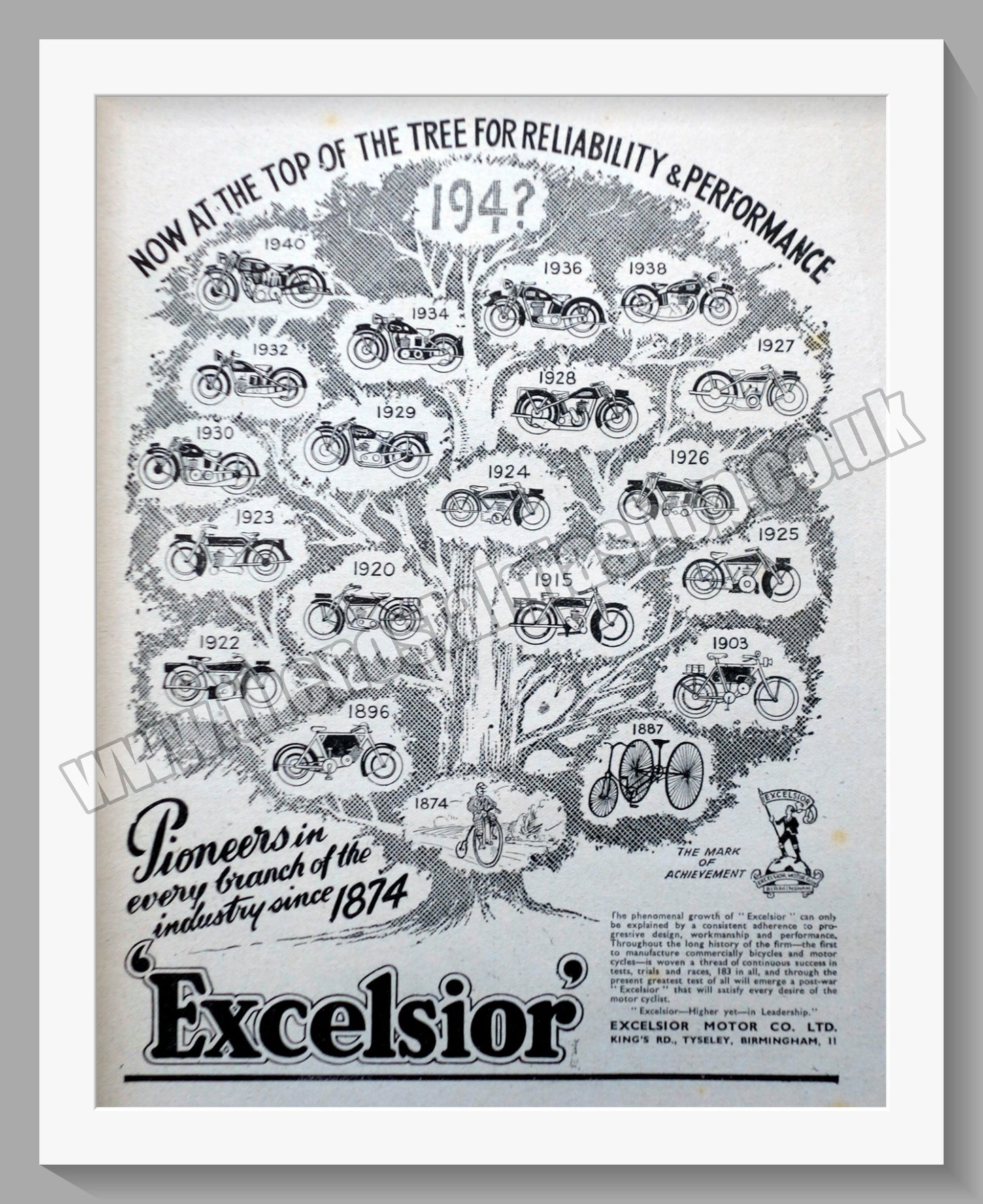 Excelsior Motorcycles. Original Advert 1945 (ref AD58585)