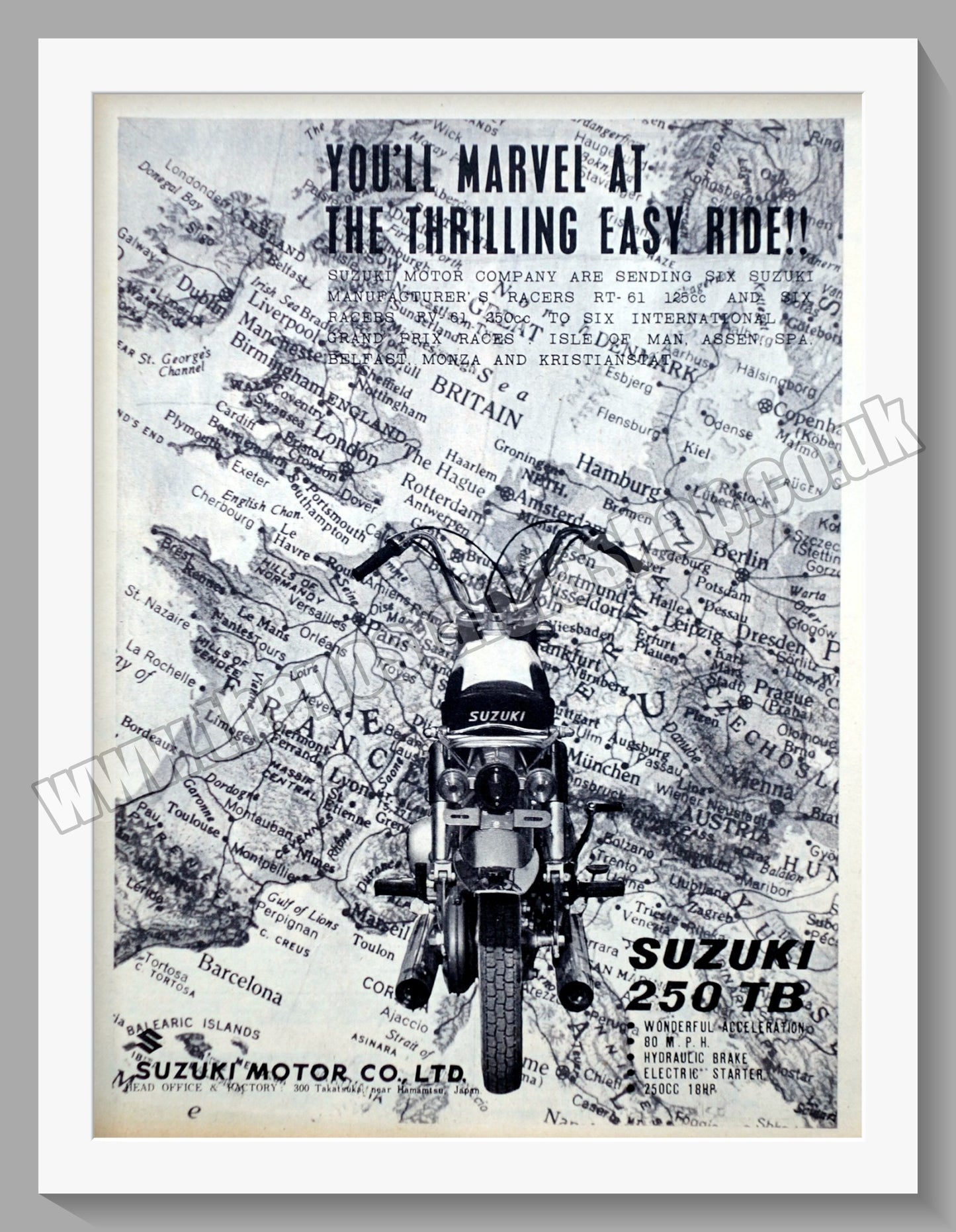 Suzuki 250TB Motorcycle. Original advert 1961 (ref AD58679)