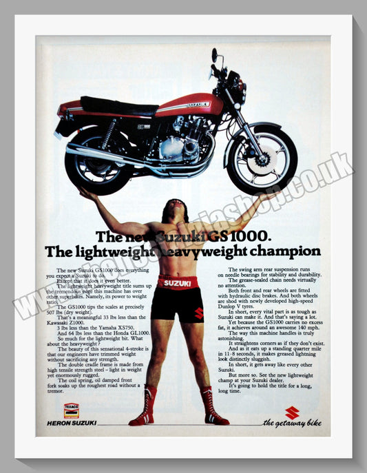 Suzuki GS1000 Motorcycle. Original advert 1978 (ref AD58781)