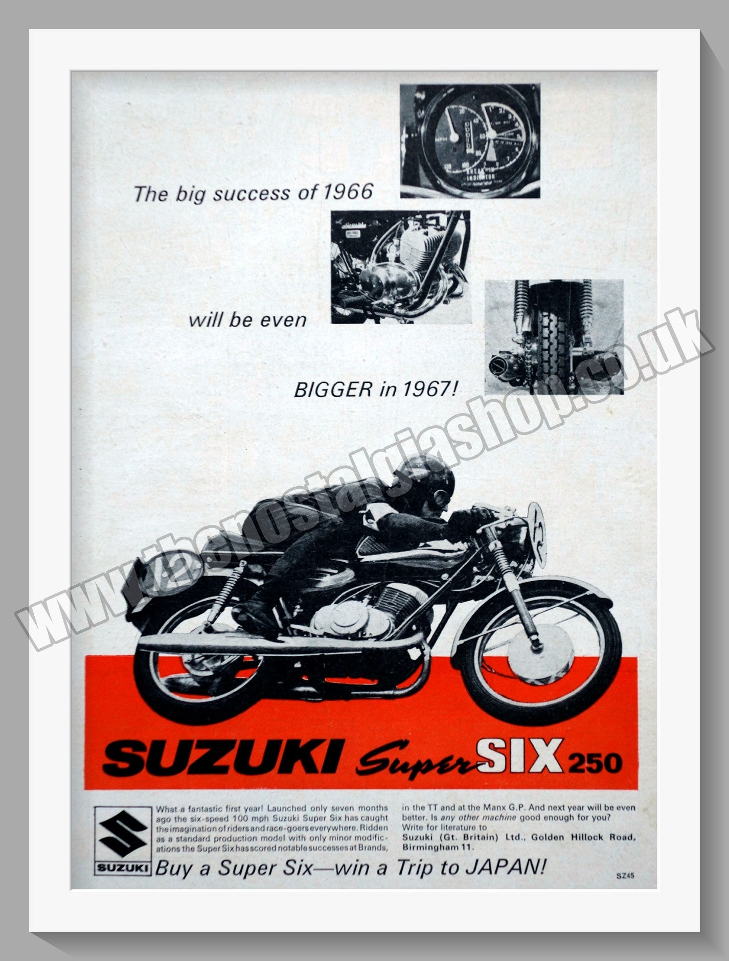 Suzuki Super Six 250. Original advert 1967 (ref AD58784)