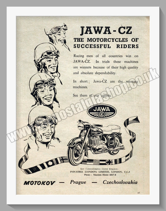 Jawa CZ Motorcycles. 1955 Original advert (ref AD58913)