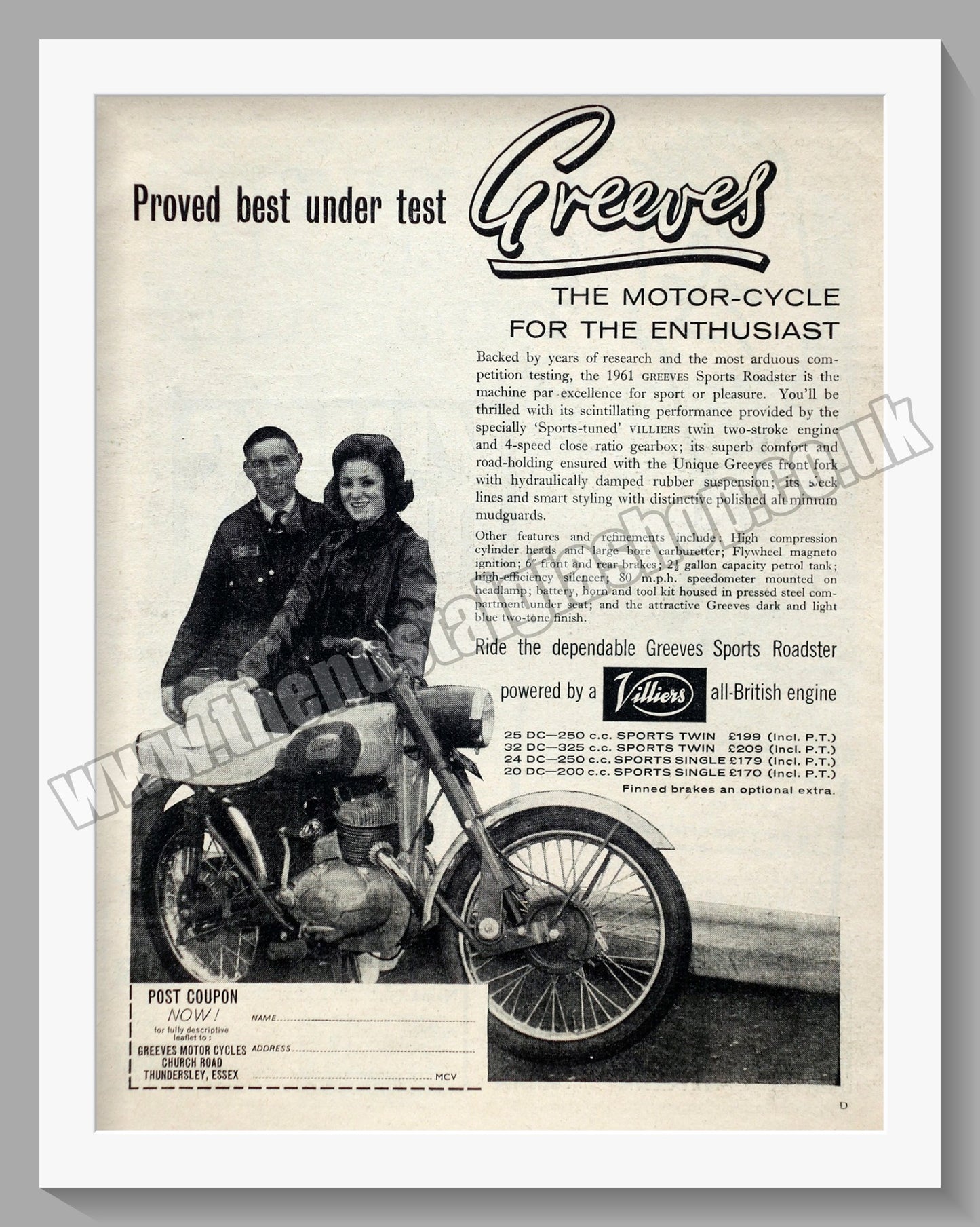 Greeves Motorcycles. 1961 Original advert (ref AD58951)