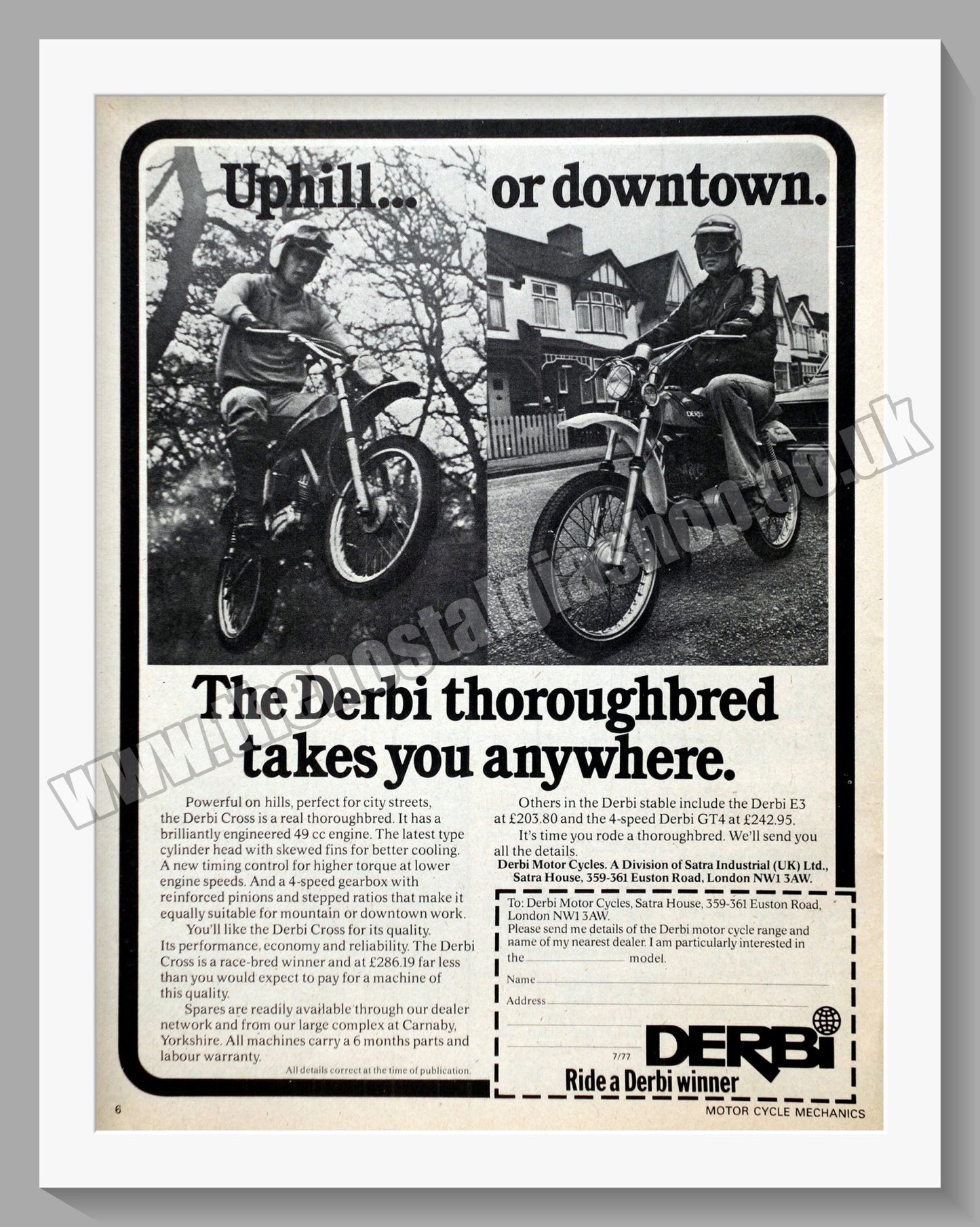 Derbi Motorcycles. Original Advert 1977 (ref AD58957)