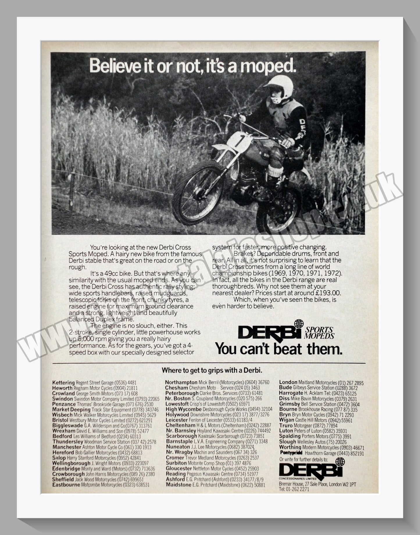 Derbi Motorcycles. Original Advert 1976 (ref AD58958)