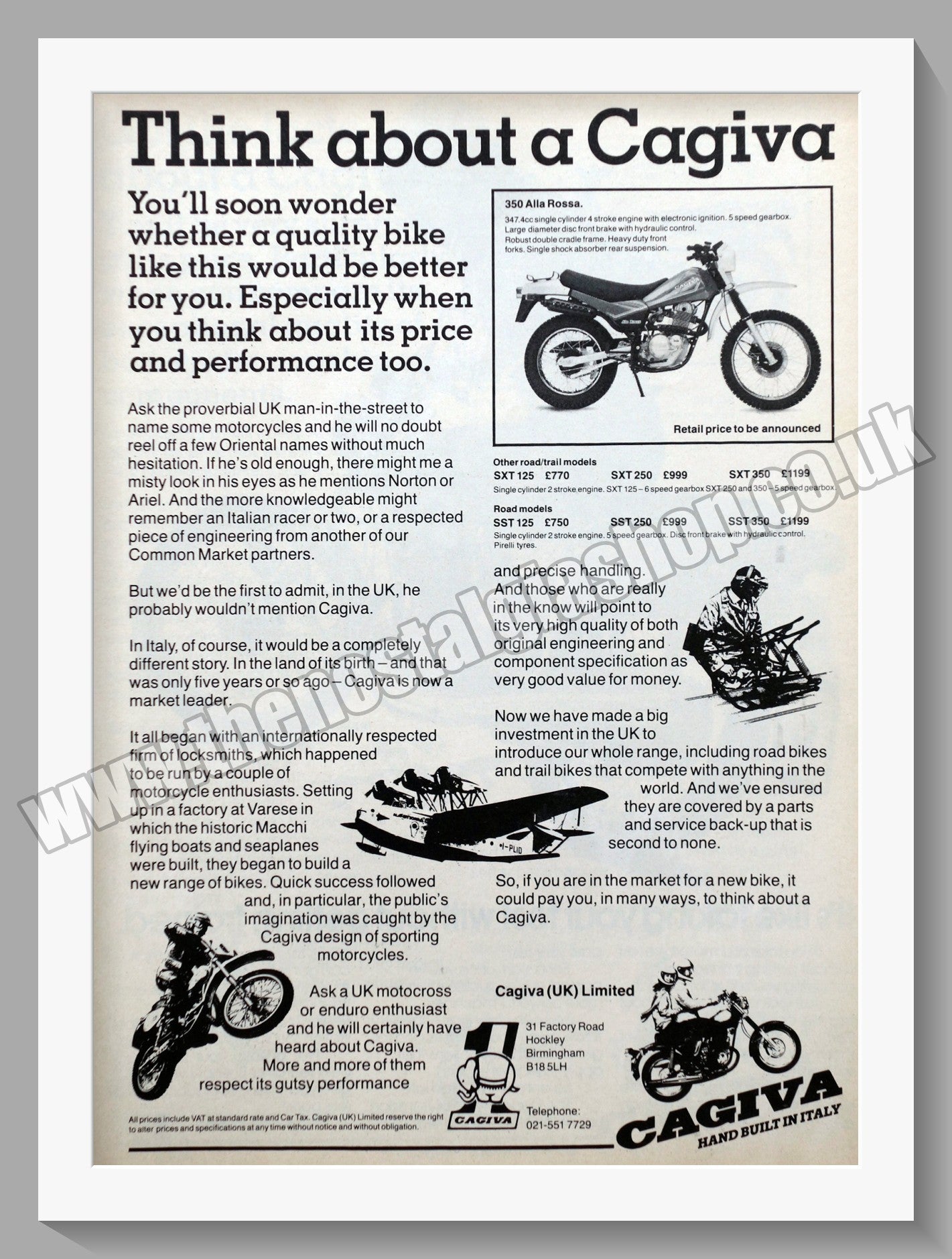 Cagiva Motorcycles. Original Advert 1983 (ref AD58994)