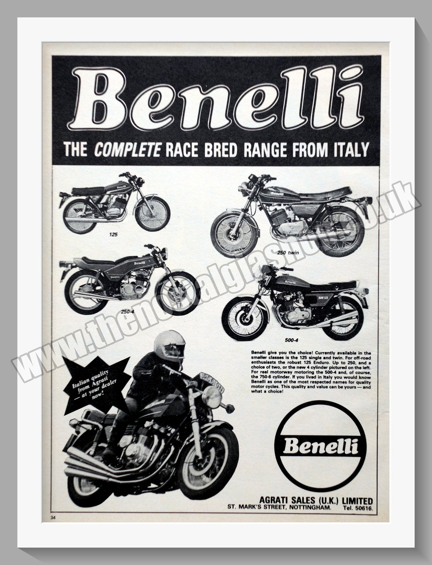 Benelli Motorcycles. Original Advert 1978 (ref AD60100)