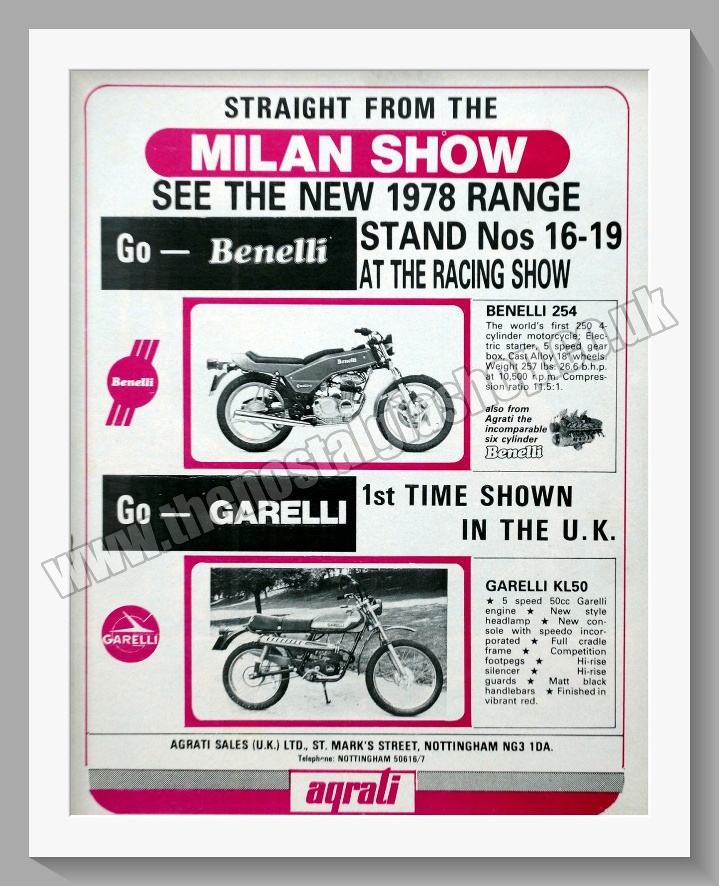 Benelli Motorcycles at the Milan Show. Original Advert 1978 (ref AD60102)