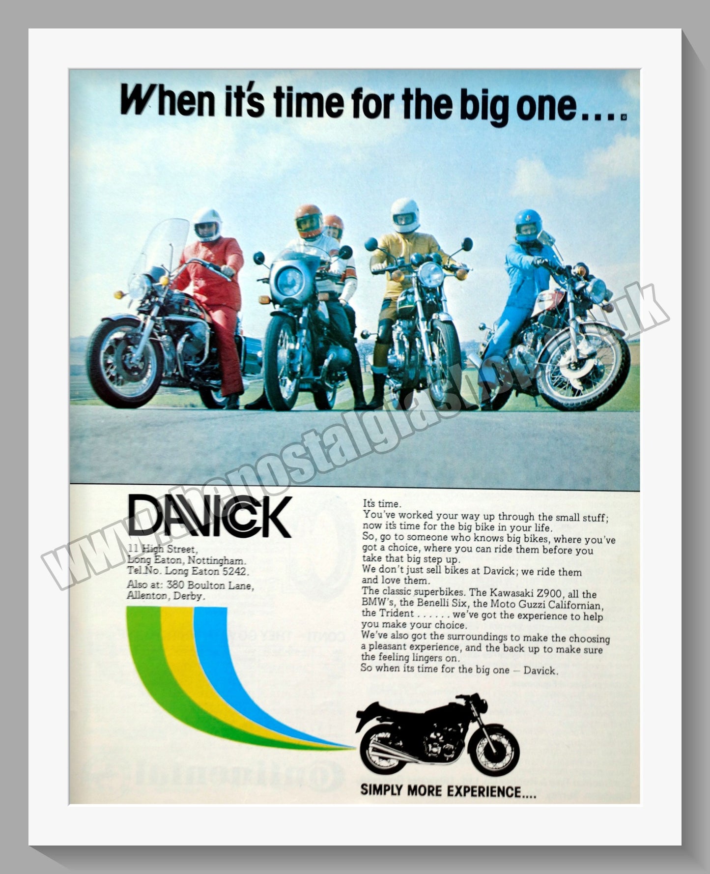 Davick Motorcycle Dealers. Original Advert 1976 (ref AD60109)