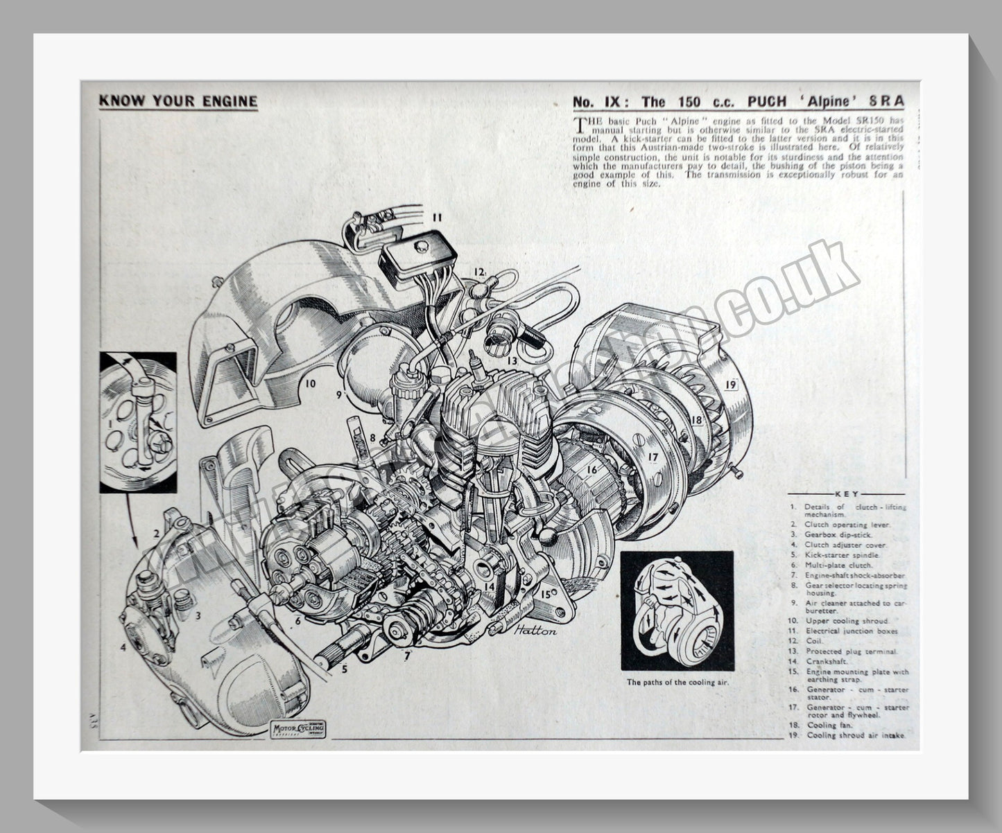 Puch Alpine Motorcycle Engine Diagram. Original Advert 1960 (ref AD601