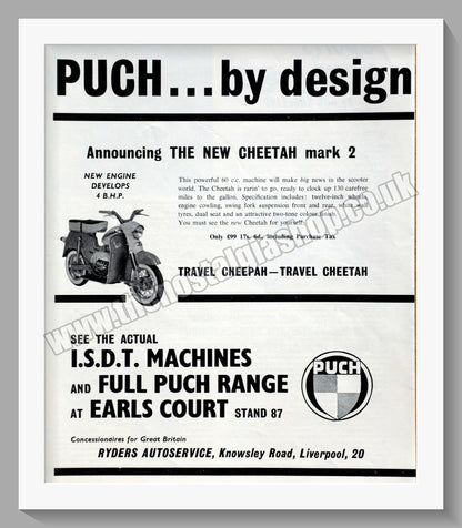 Puch Cheetah And Alpine Motorcycles. Original Advert 1960 (ref AD60117)