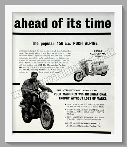 Puch Cheetah And Alpine Motorcycles. Original Advert 1960 (ref AD60117)