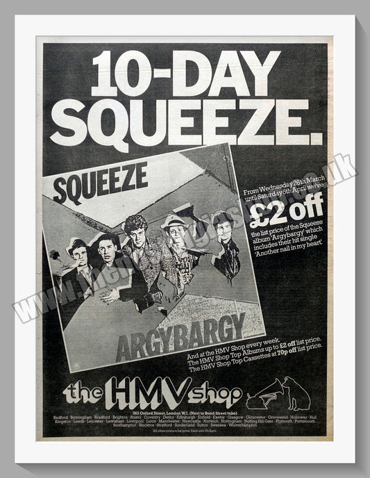 Squeeze. Argy Bargy Original Advert 1980 (ref AD14759)