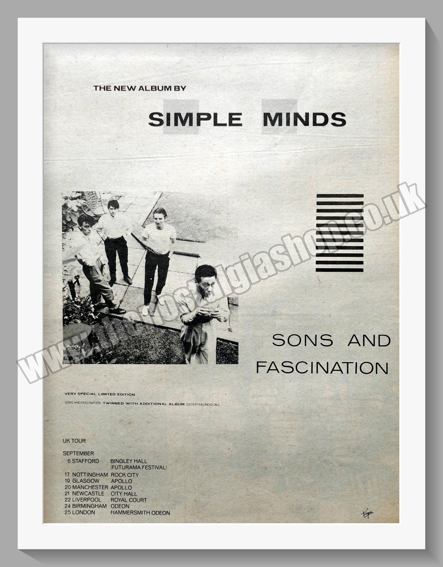 Simple Minds Sons And Fascination.  Original Advert 1979 (ref AD14769)