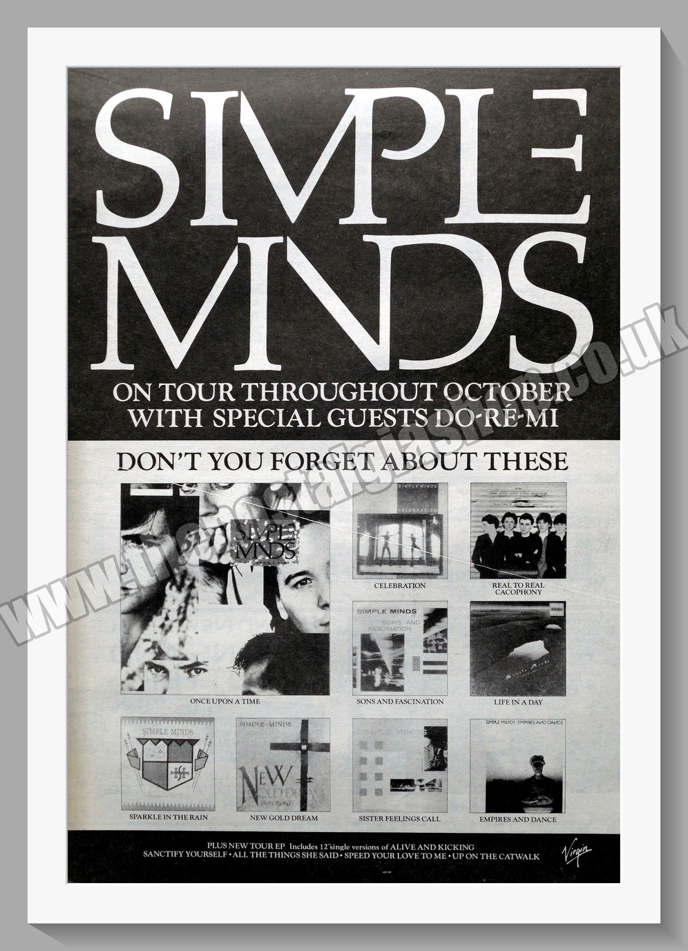 Simple Minds  Album Collections.  Original Advert 1986 (ref AD14772)