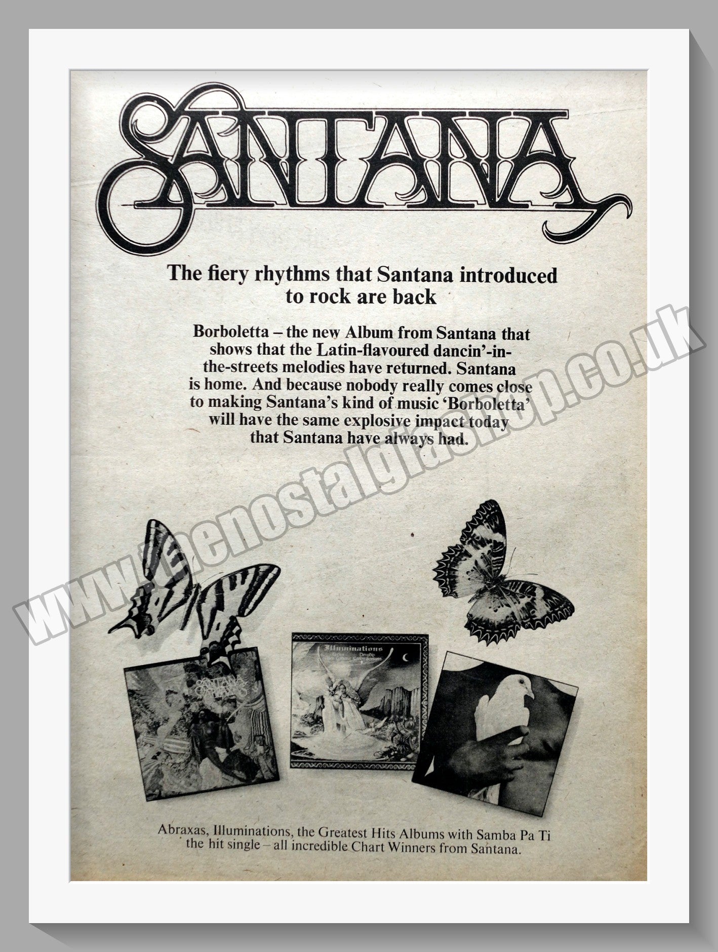 Santana Collection.  Original Advert 1974 (ref AD14781)