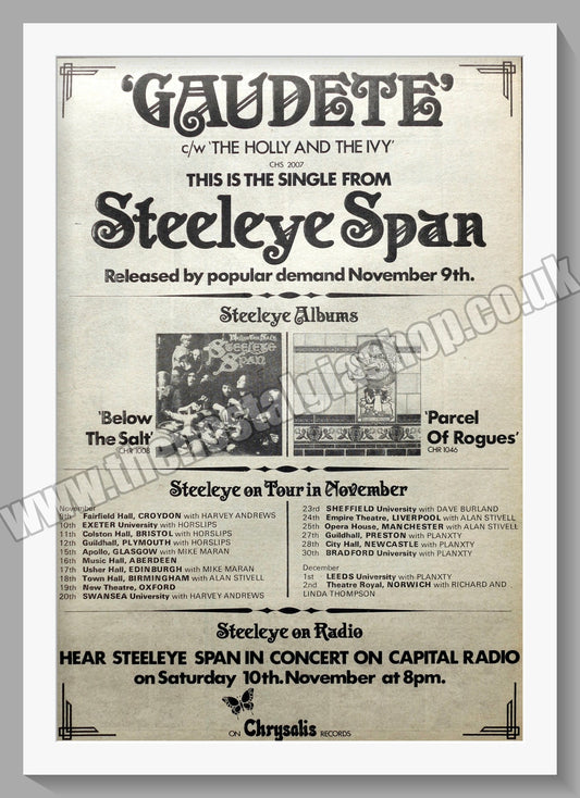 Steeleye Span Albums & Tour Dates.  Original Advert 1973 (ref AD14785)