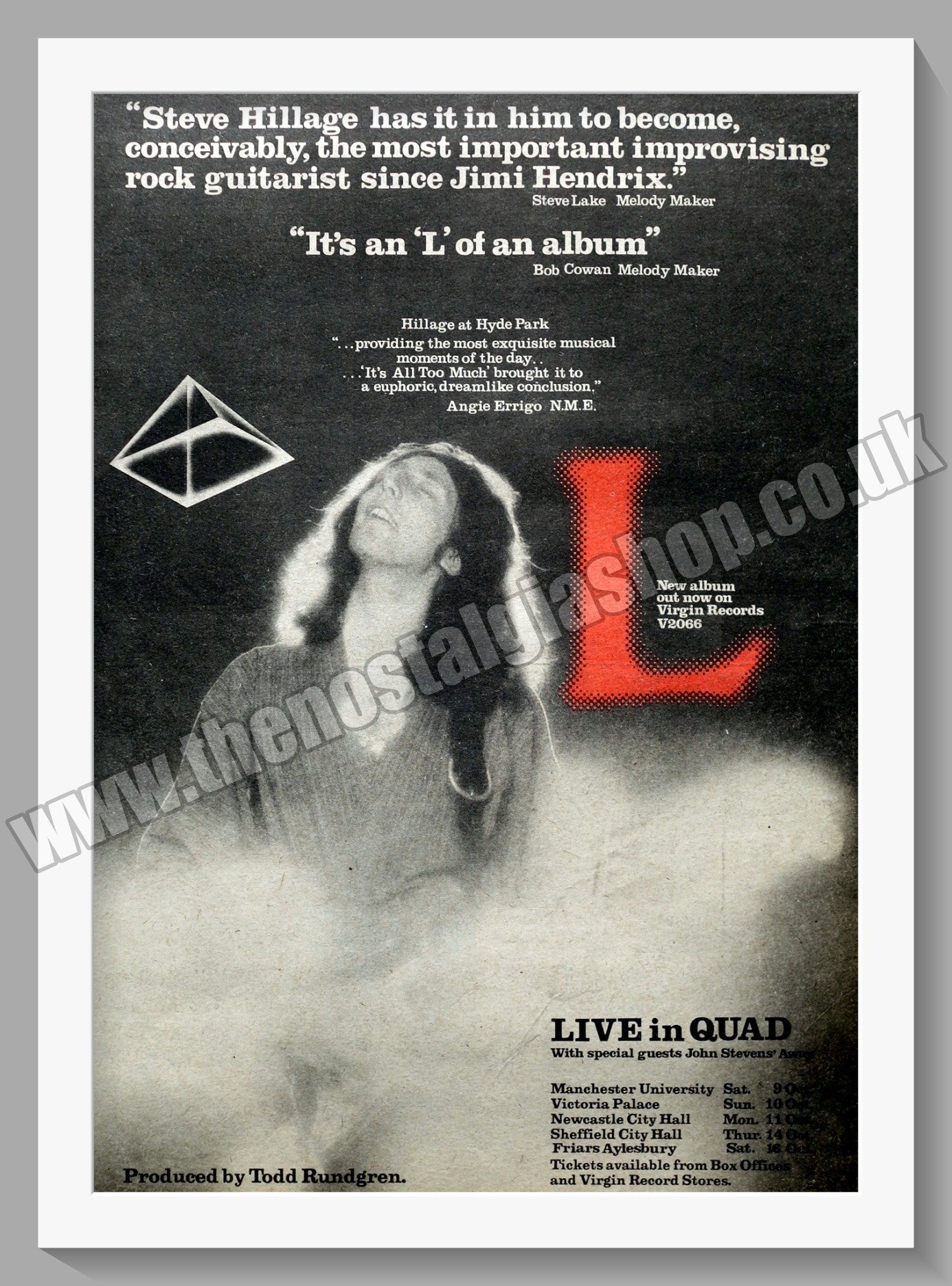 Steve Hillage 'L'.  Original Advert 1976 (ref AD14795)