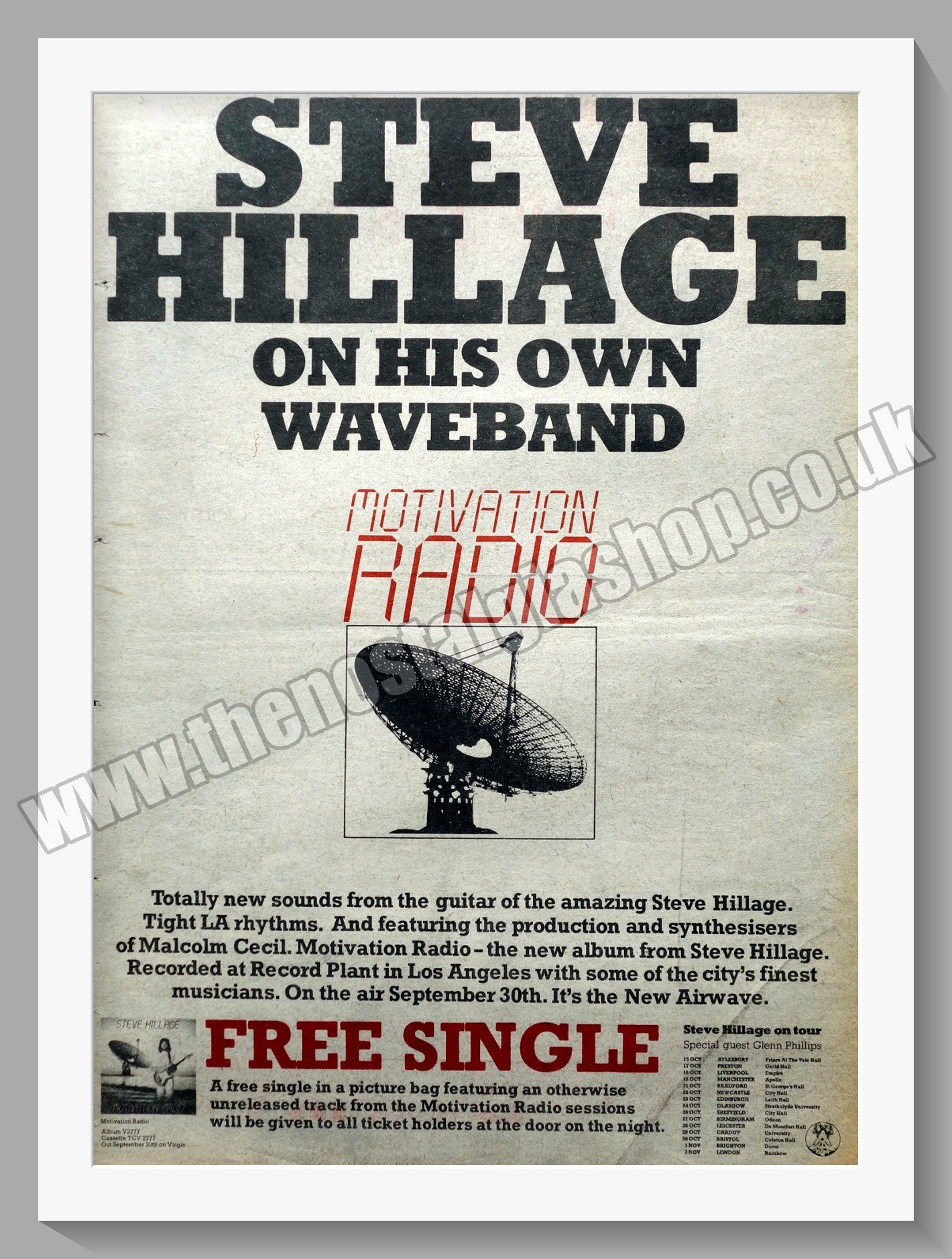 Steve Hillage Motivation Radio.  Original Advert 1977 (ref AD14797)