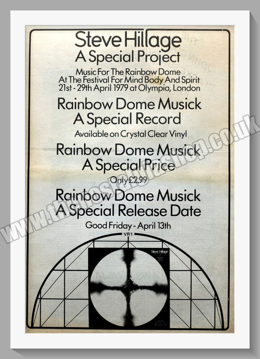 Steve Hillage Rainbow Dome.  Original Advert 1979 (ref AD14801)