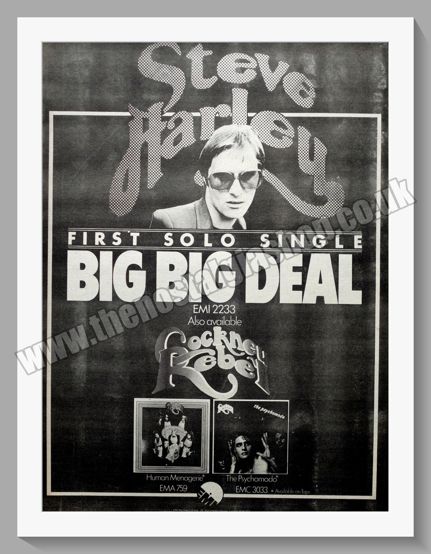 Steve Harley Big Big Deal.  Original Advert 1974 (ref AD14807)