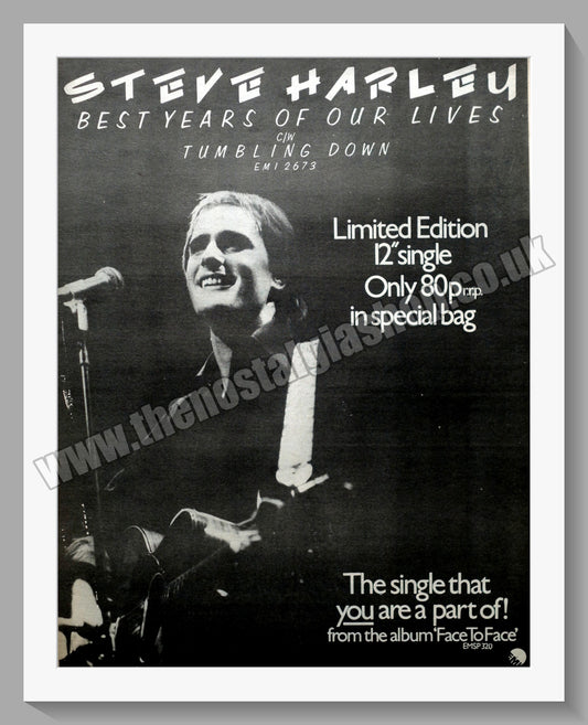 Steve Harley Best Years Of Our Lives.  Original Advert 1977 (ref AD14809)