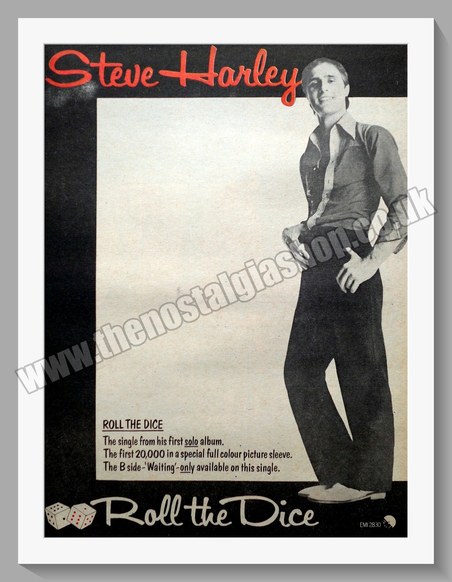 Steve Harley Roll The Dice.  Original Advert 1978 (ref AD14810)