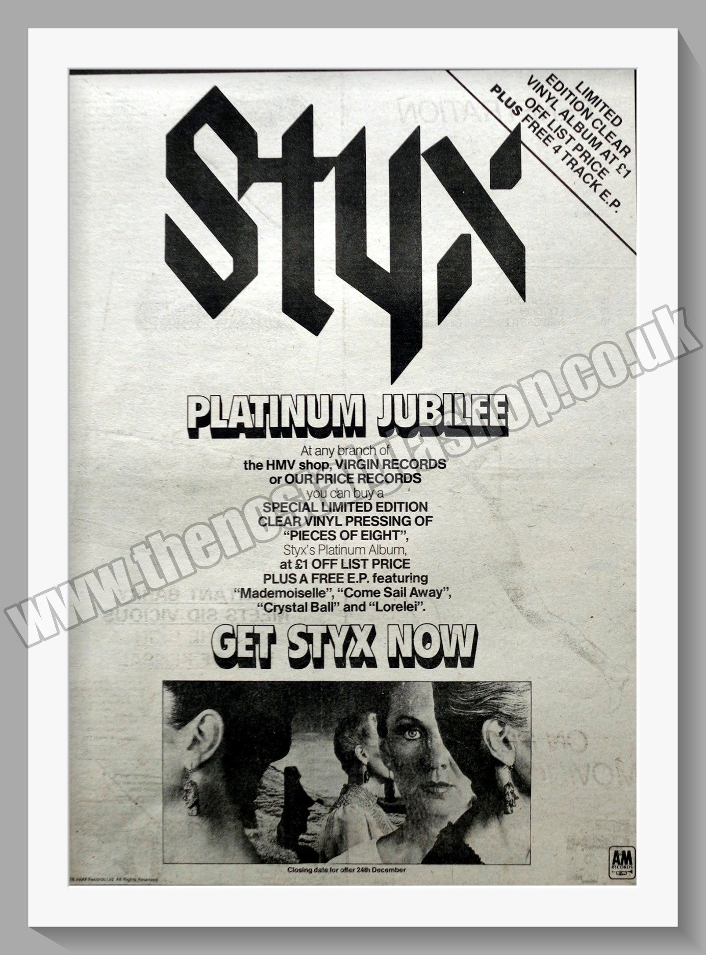 Styx Platinum Jubilee Pieces Of Eight.  Original Advert 1978 (ref AD14815)