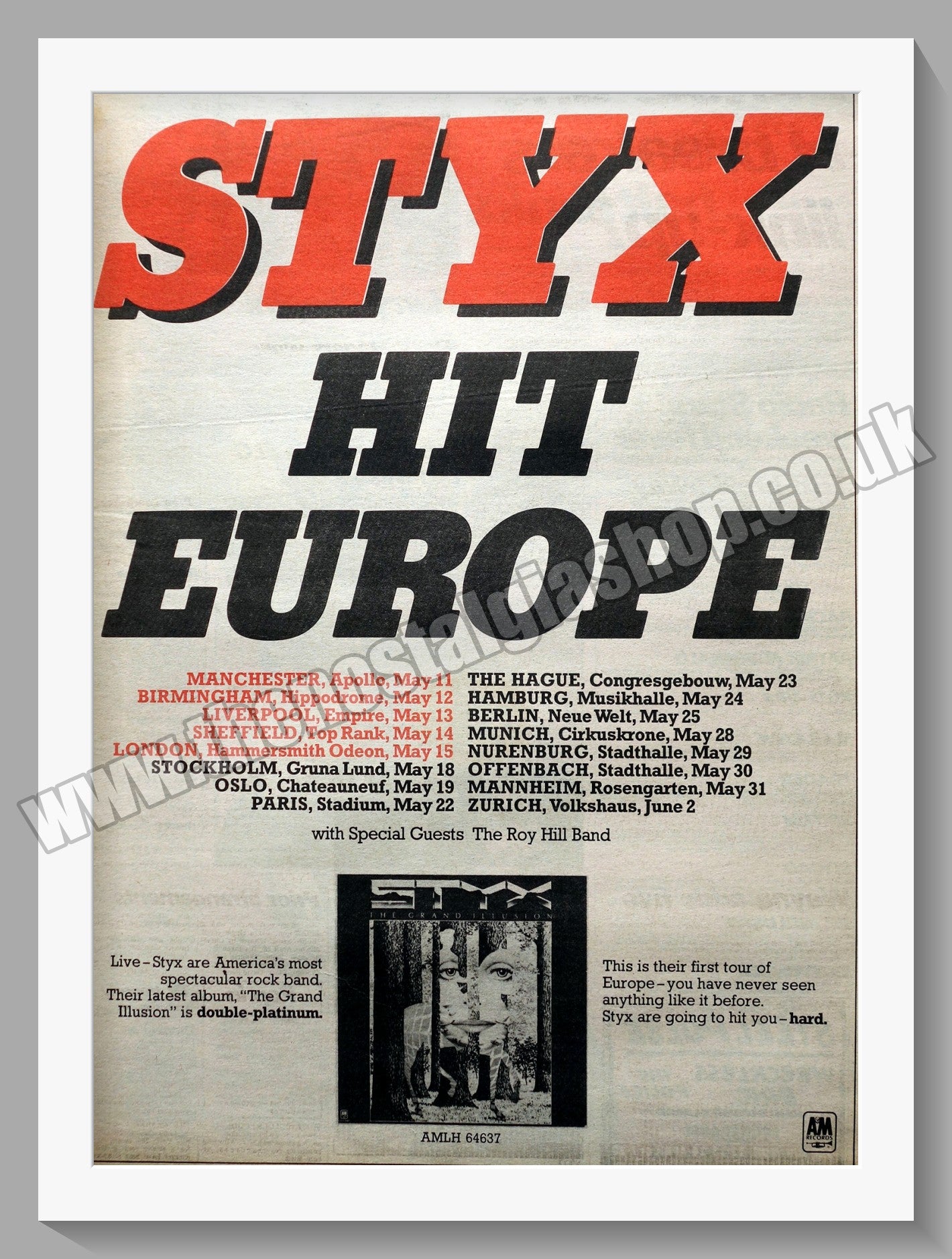 Styx Europe Tour.  Original Advert 1978 (ref AD14819)