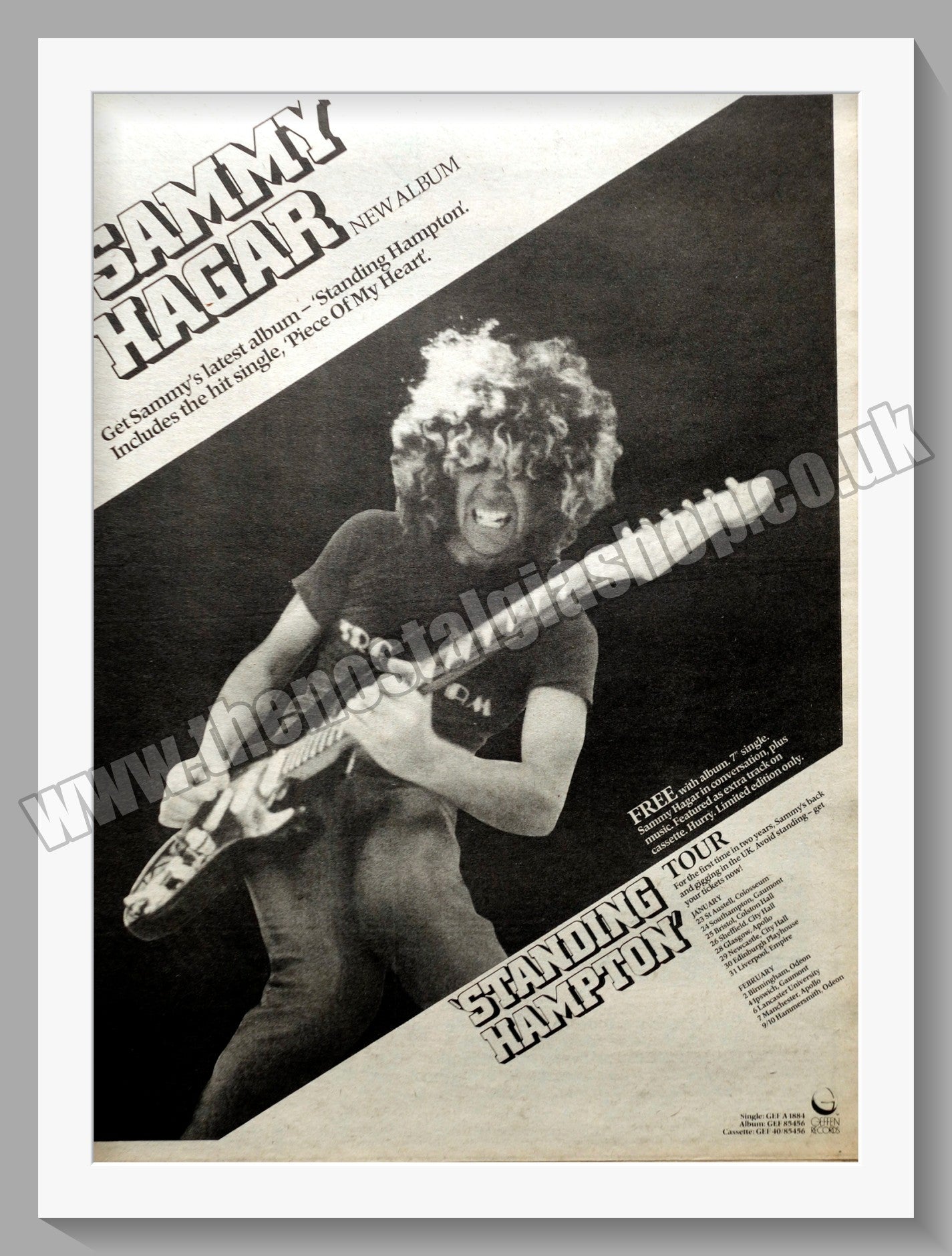 Sammy Hagar Standing Hampton.  Original Advert 1982 (ref AD14825)