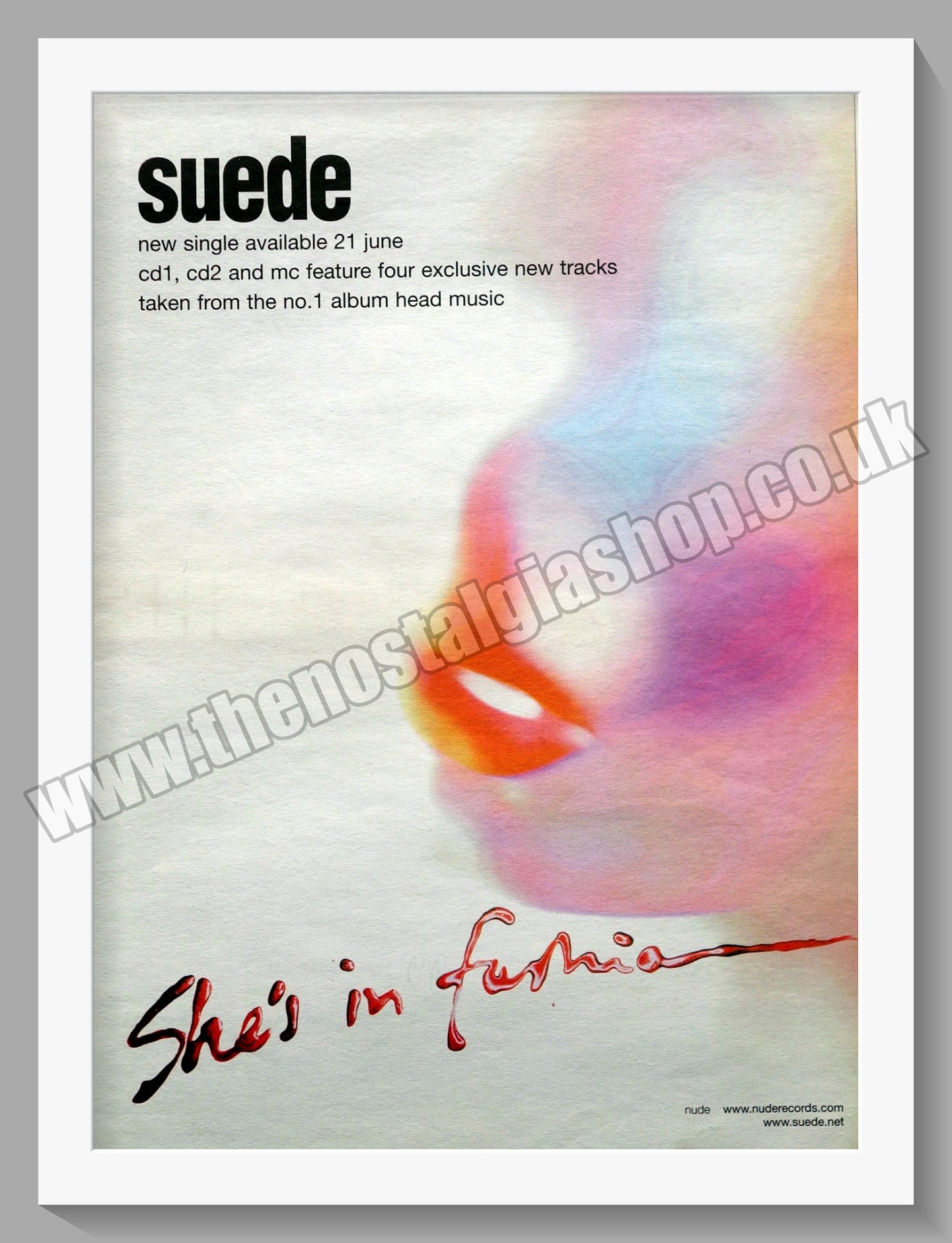 Suede She's In Fashion.  Original Advert 1999 (ref AD14830)