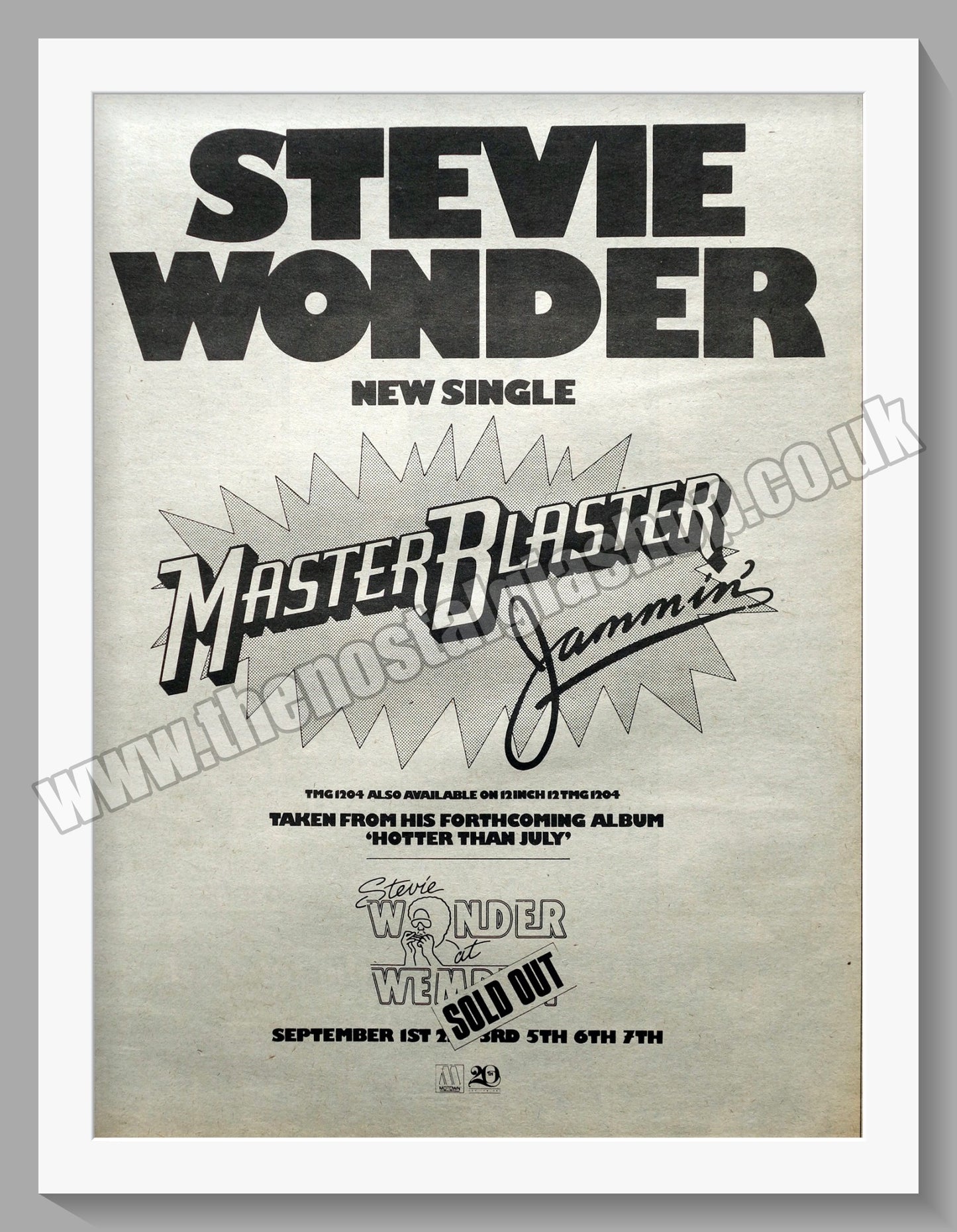 Stevie Wonder Master Blaster Jammin.  Original Advert 1980 (ref AD14839)