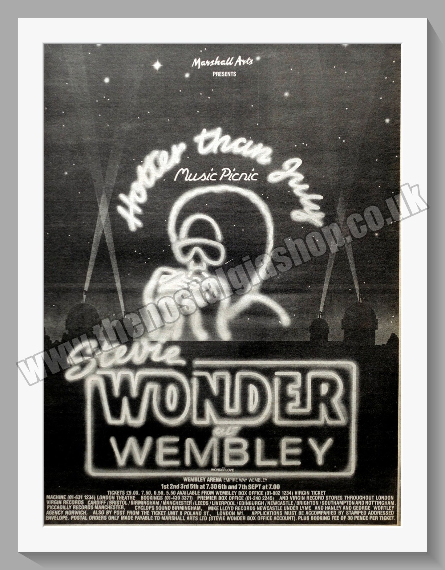 Stevie Wonder At Wembley.  Original Advert 1980 (ref AD14840)