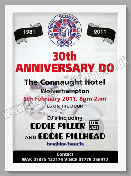 Olympic Scooter Club 30th Anniversary Do 2011. Wolverhampton. Original Advert (ref AD60065)