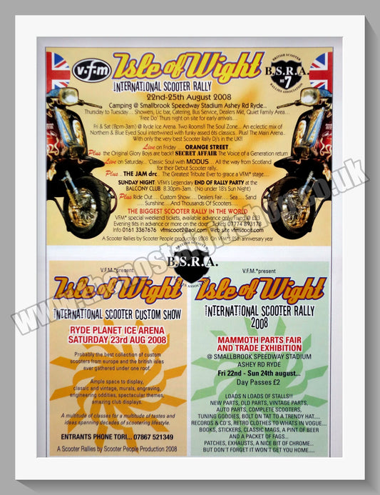 Isle Of Wight International Scooter Rally. 2008. Original Advert (ref AD60157)