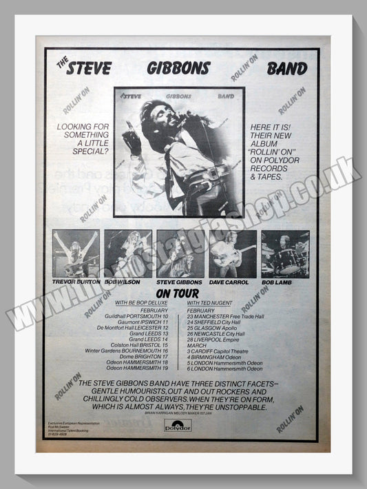 Steve Gibbons Band On Tour.  Original Advert 1977 (ref AD14864)