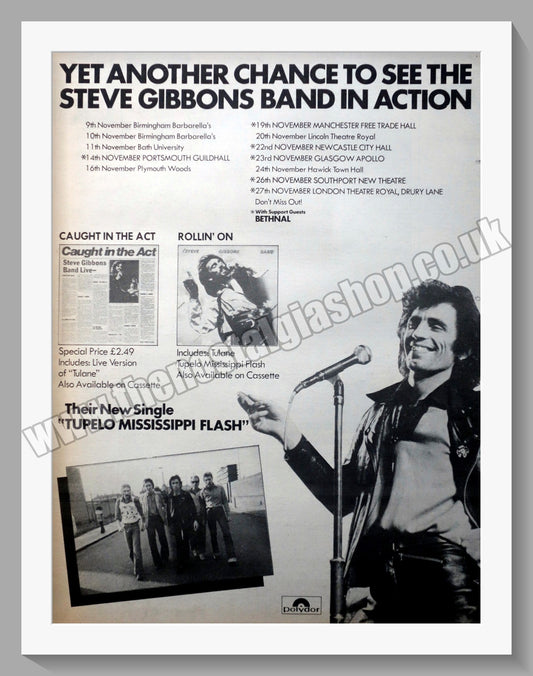 Steve Gibbons Band Tour Dates.  Original Advert 1977 (ref AD14865)