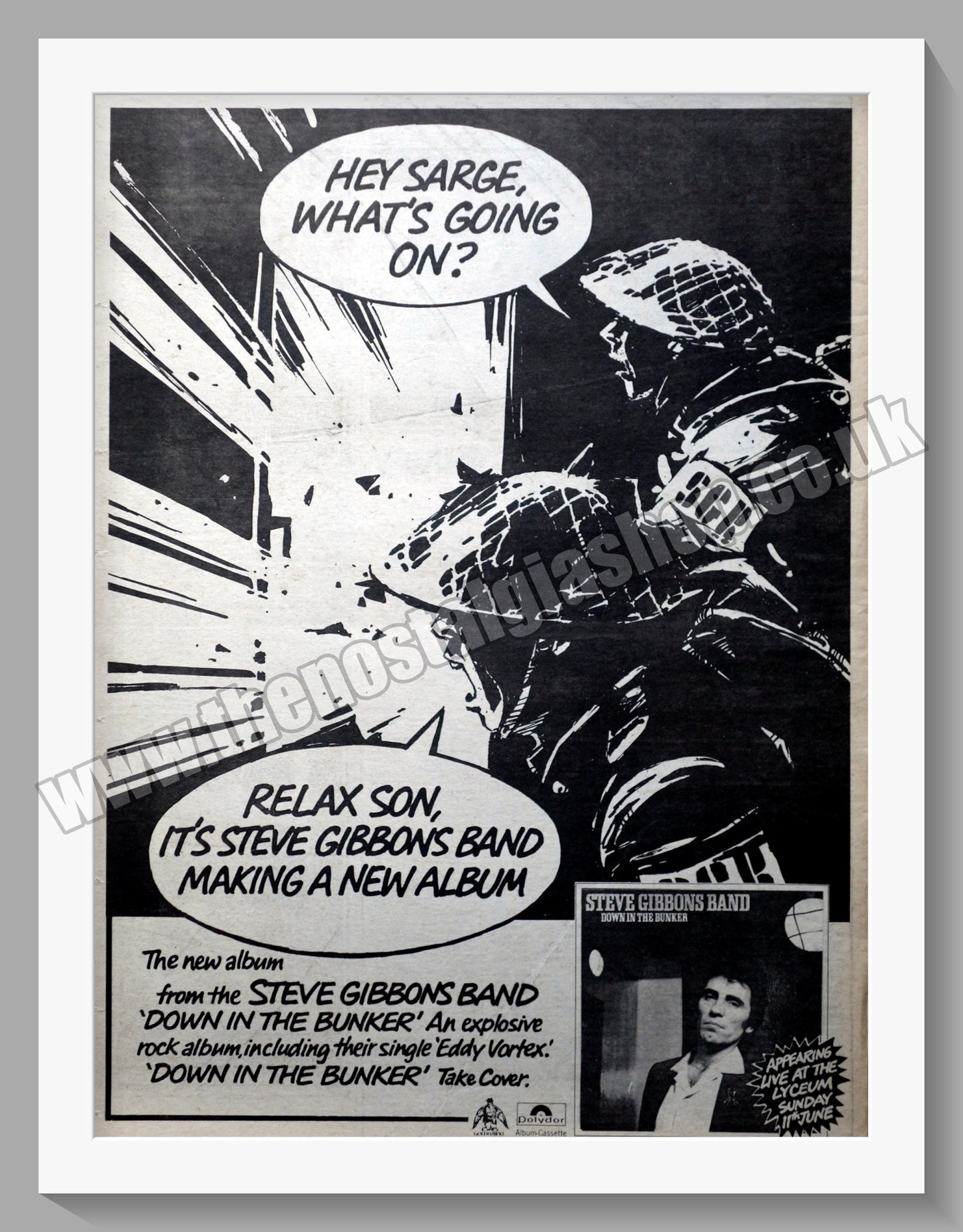 Steve Gibbons Band Down In The Bunker.  Original Advert 1978 (ref AD14868)