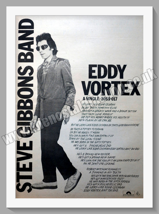 Steve Gibbons Band Eddy Vortex.  Original Advert 1978 (ref AD14871)