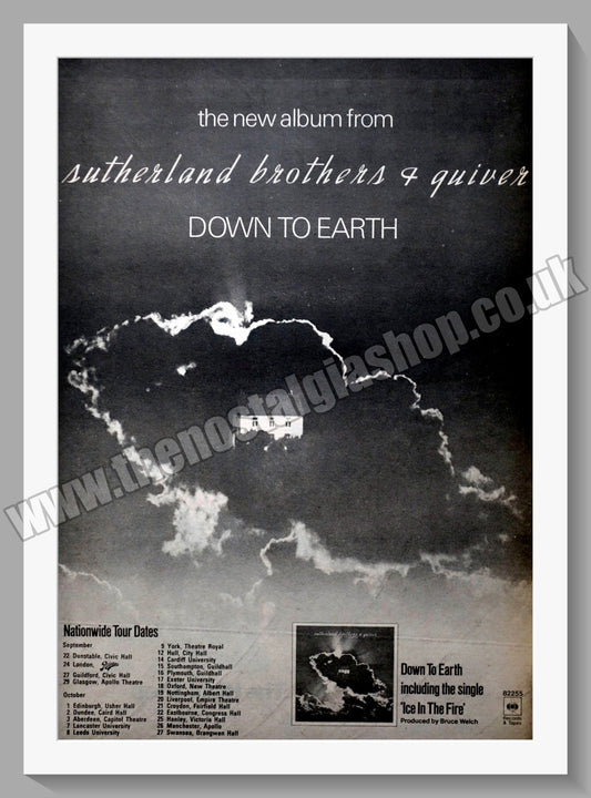 Sutherland Brothers And Quiver Down To Earth.  Original Advert 1977 (ref AD14875)