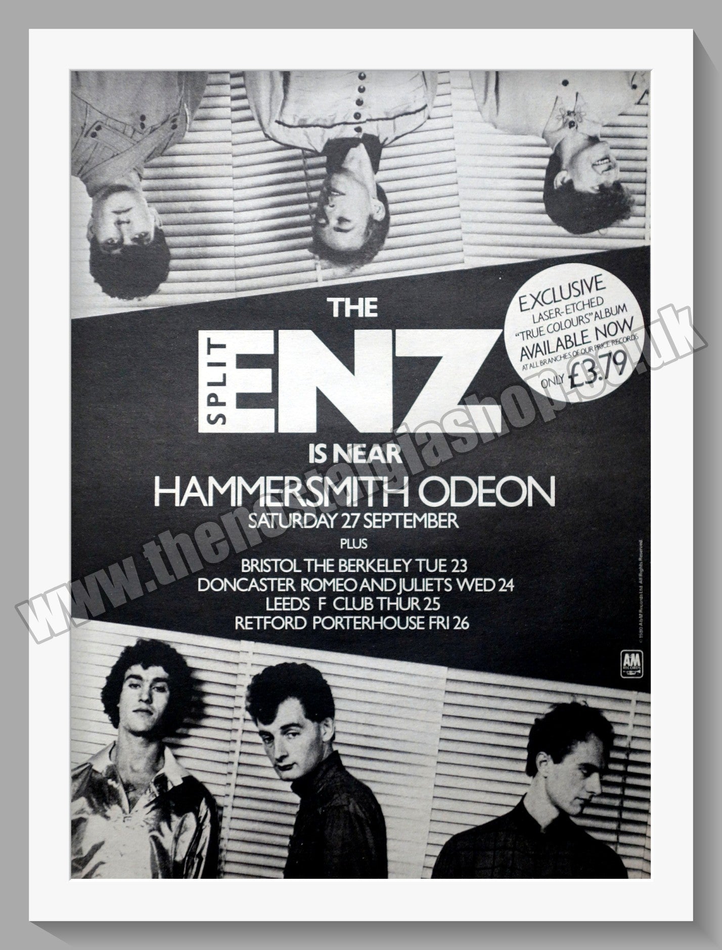 Split Enz  Hammersmith Odeon.  Original Advert 1980 (ref AD14878)