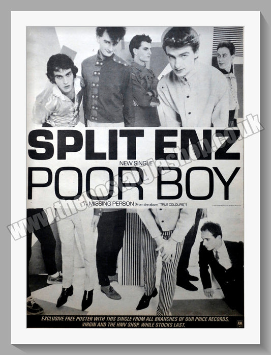 Split Enz  Poor Boy.  Original Advert 1981 (ref AD14879)