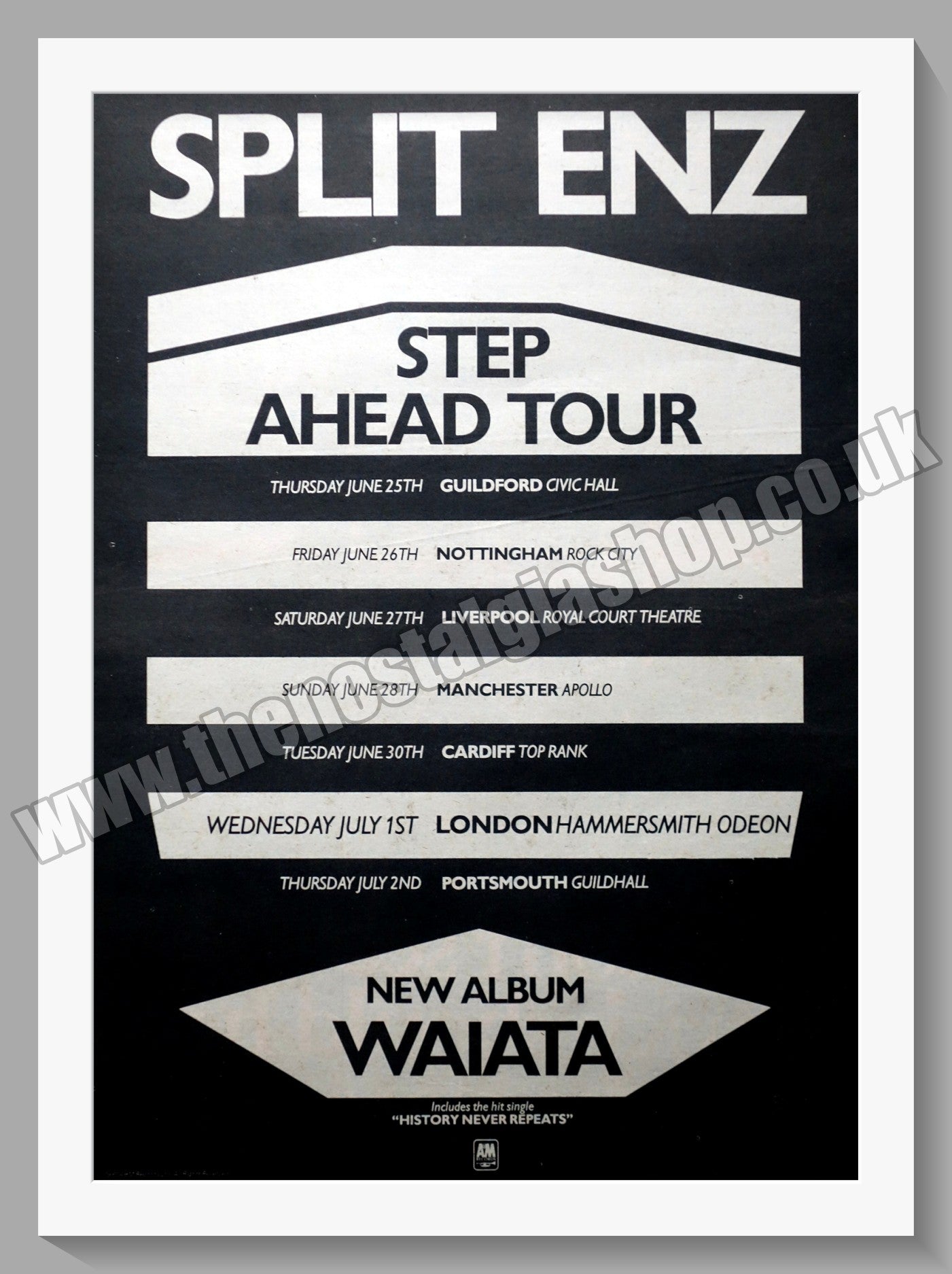 Split Enz  Step Ahead Tour.  Original Advert 1981 (ref AD14884)