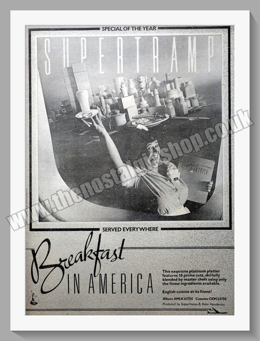 Super Tramp Breakfast In America.  Original Advert 1979 (ref AD14893)